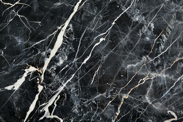 Photo of Black kitchen marble top pattern with white veins. Background texture for backdrops or mapping
