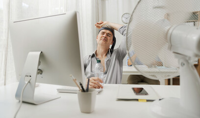 Office worker suffering from the heat