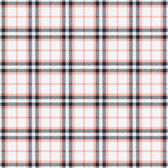 Long tartan fabric vector, goose texture plaid pattern. 1950s background textile check seamless in white and red colors.