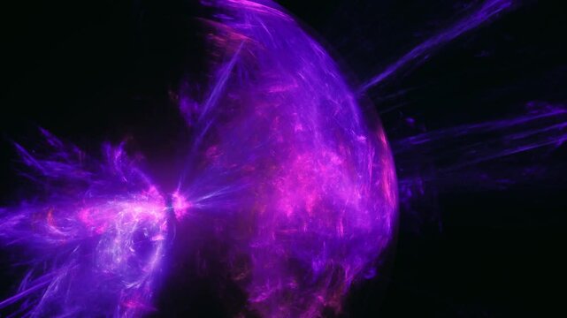 gigantische energiedurchstr&ouml;mte Plasmakugel, schwarzes Loch, Antimaterie, Weltall, Universum, Forschung, Wissenschaft, Technologie, Physik, Experiment, Science Fiction, Hintergrund,  schwarz, violett