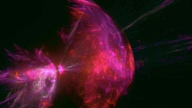 gigantische energiedurchstr&ouml;mte Plasmakugel, schwarzes Loch, Antimaterie, Weltall, Universum, Forschung, Wissenschaft, Technologie, Physik, Experiment, Science Fiction, Hintergrund,  schwarz, rot