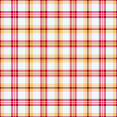 Tailor background check seamless, checker plaid tartan pattern. Editable texture textile vector fabric in red and wheat colors.