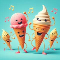 Dancing Ice Cream Cones Ice cream cones with arms and legs boogy