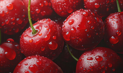 Explore the Vibrant Freshness of Juicy Ripe Cherries: A Burst of Sweetness and Colorful Nutrition in Every Bite