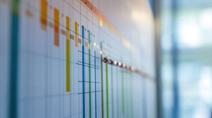 Gantt chart work schedule management  concept. Businessman planning work plan, project management diagram, sales and marketing.