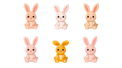 Fototapeta premium Cute bunny figurines home decor decorative items studio setting close-up view whimsical design for kids' room