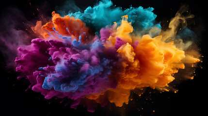 Colorful Powder Explosion on Black Background