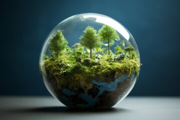 Stylish Blue Globe Decorated with Moss for Pop Culture and Functionality
