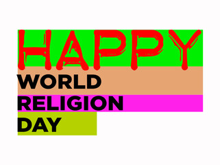 HappyI World Religion Day with plastic style text effect on white background
