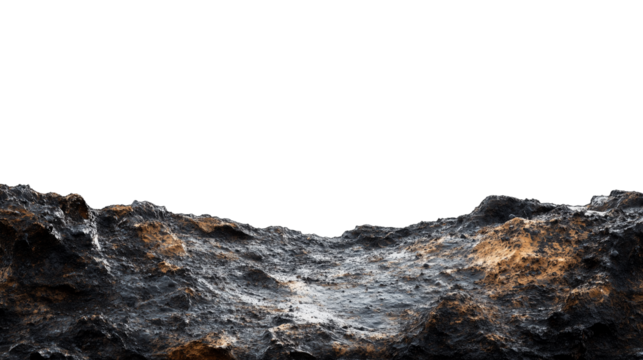 Earth soil dirt rock ground surface isolated on transparent background with copy space for text