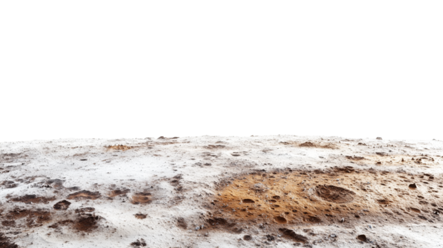 Pluto planet surface isolated on transparent background with copy space for text