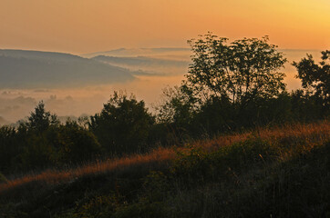 Sunrise in Pre-Balkan area in the fall