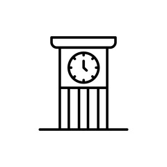 Clock tower outline icons, minimalist vector illustration ,simple transparent graphic element .Isolated on white background