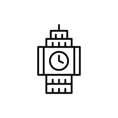 Clock tower outline icons, minimalist vector illustration ,simple transparent graphic element .Isolated on white background