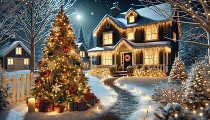 christmas tree in the snow