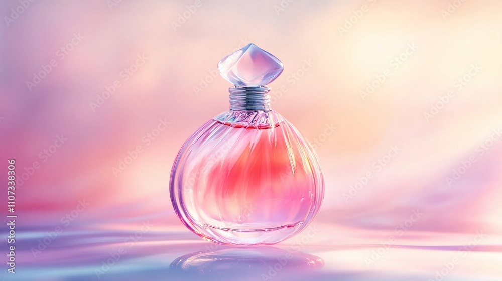 Poster Elegant perfume bottle with a soft gradient background.