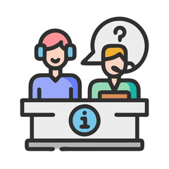 help desk icon, help desk vector icon, help desk flat illustration.
