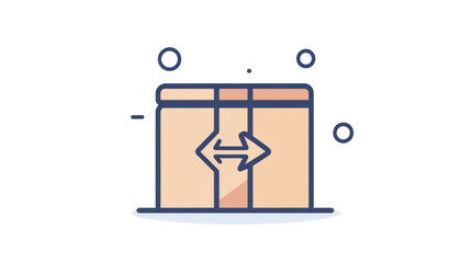 Fototapeta premium Shipping box with exchange arrows on transparent background
