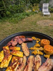 fresh grilled sausages and meat