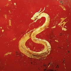 Obraz premium Brushstrokes of Fortune: Welcoming the Year of the Snake with artistry and tradition