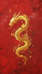 Obraz premium Brushstrokes of Fortune: Welcoming the Year of the Snake with artistry and tradition