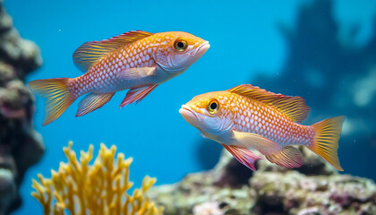 Colorful fish swimming in a coral reef habitat