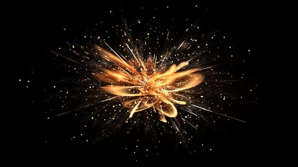 Obraz premium Realistic vector illustrations of festive fireworks exploding in a night sky. Awesome explosions for holiday events, represented as 3D elements on a transparent background. 