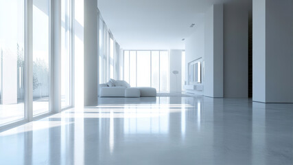 Fototapeta premium Bright and Airy Home Interior Featuring Modern Design and Minimalistic Decor