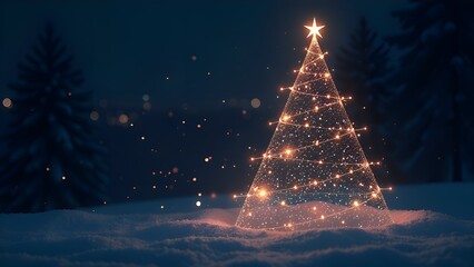 Christmas tree in the forest.It is not ordinary, but magical.. Created by magic.