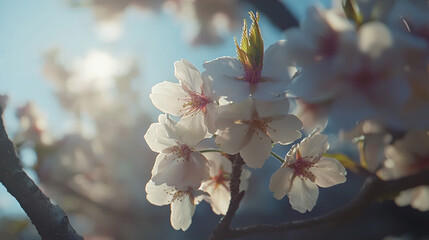 A cherry blossom branch in full bloom