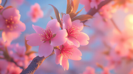 A cherry blossom branch in full bloom