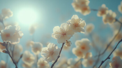 A cherry blossom branch in full bloom
