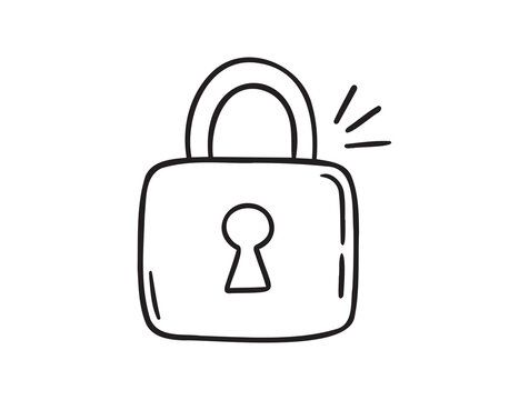 recommend clip art: Lock doodle hand drawn icon. Outline drawing line clipart symbol