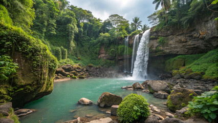 Beautiful natural landscape waterfall 