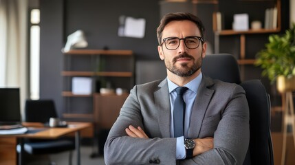 Fototapeta premium Professional Man in Business Attire in Modern Office