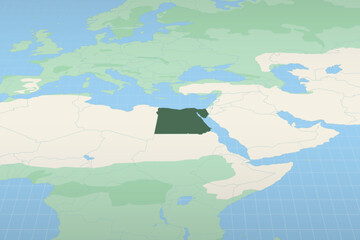 Obraz premium Egypt highlighted on a detailed map, geographic location of Egypt.