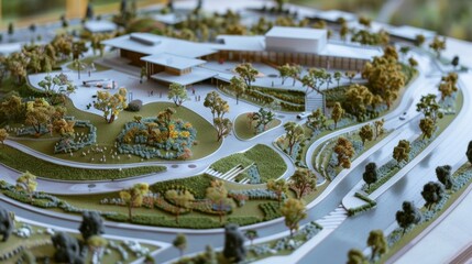 By presenting an aerial view of an architectural model and the actual site this comparison provides a holistic understanding of the buildings layout and the surrounding environment.
