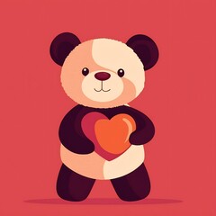 Valentine, Cute Panda Bear Plush Toy Hugging Heart-Shaped Gift for Valentine's Day