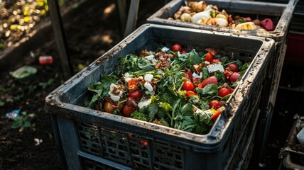 Composting food scraps for sustainable waste management urban garden informative guide eco-friendly close-up view