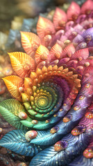 Fototapeta premium Rainbow Spiral, A Glittering, Fractal Floral Fantasy