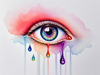 eye with rainbow tears


