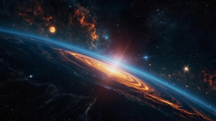 Obraz premium stars and flight through space. Green and shining nebula. artistic concept 3D illustration for space exploration and science fiction.