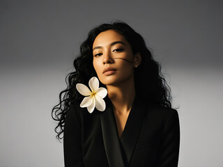 Hawaiian woman with a flower