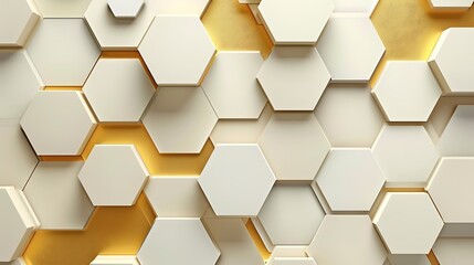Abstract Hexagon Pattern Background - White and Gold