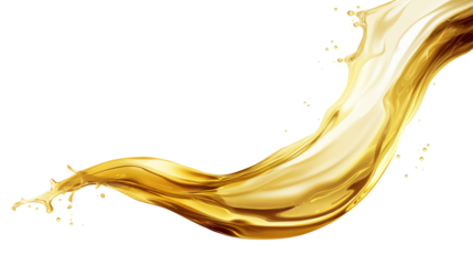 splashing yellow oil liquid, flowing golden fluid oil motion. cutout