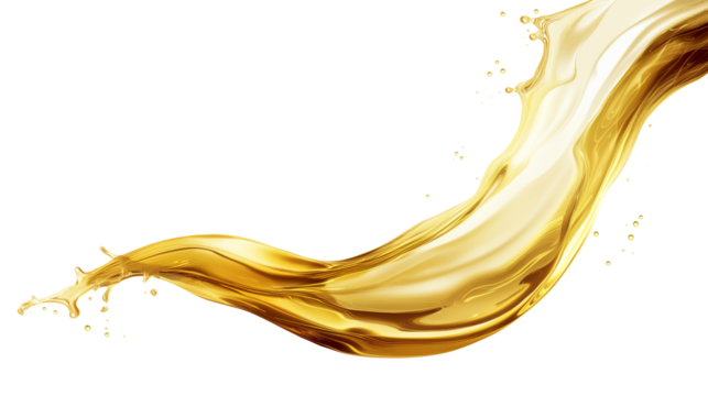 splashing yellow oil liquid, flowing golden fluid oil motion. cutout