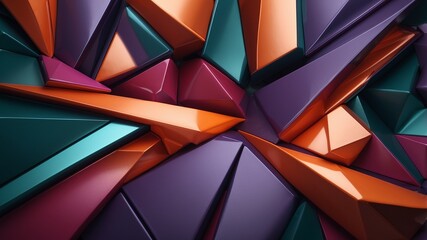 Fototapeta premium Jagged triangles in purple, orange, and teal.