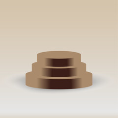Abstract golden podium for cosmetic product presentation.
