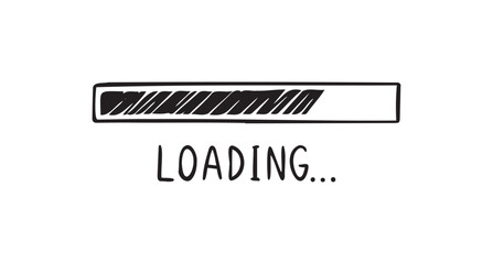 loading bar doodle hand drawn icon. Outline drawing loading bar line clipart symbol