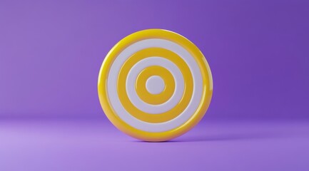 3D render of a target with an arrow in the center on a purple background